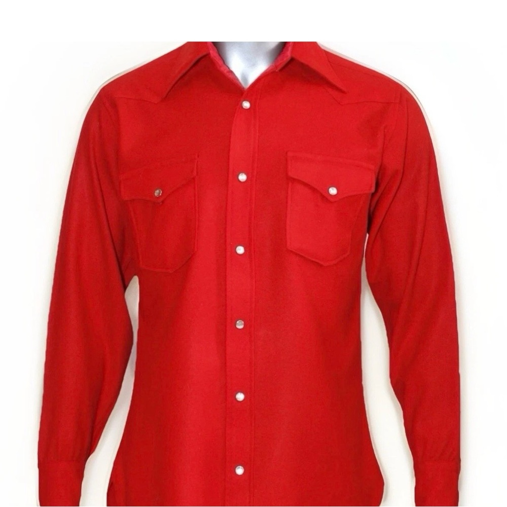 Vintage wool 1980s PENDLETON High Grade Western Wear Red  Pearl Snap Shirt M